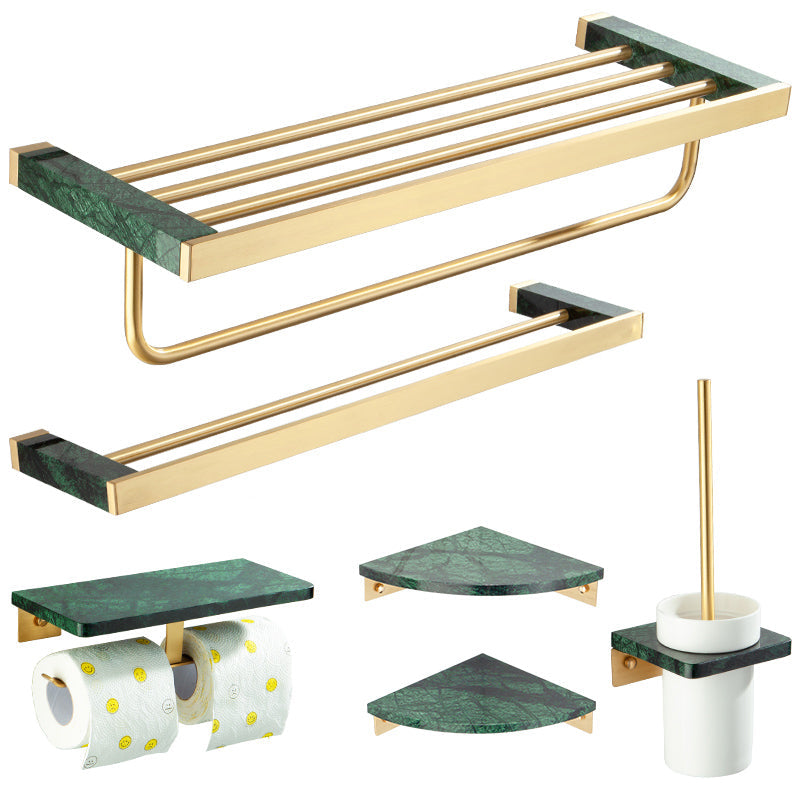Golden Bath Hardware Set Brass & Marble Bathroom Accessories Set