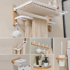 Aluminium and Wood Bathroom Accessories Set White Bathroom Accessories Kit