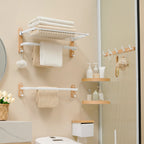 Aluminium and Wood Bathroom Accessories Set White Bathroom Accessories Kit