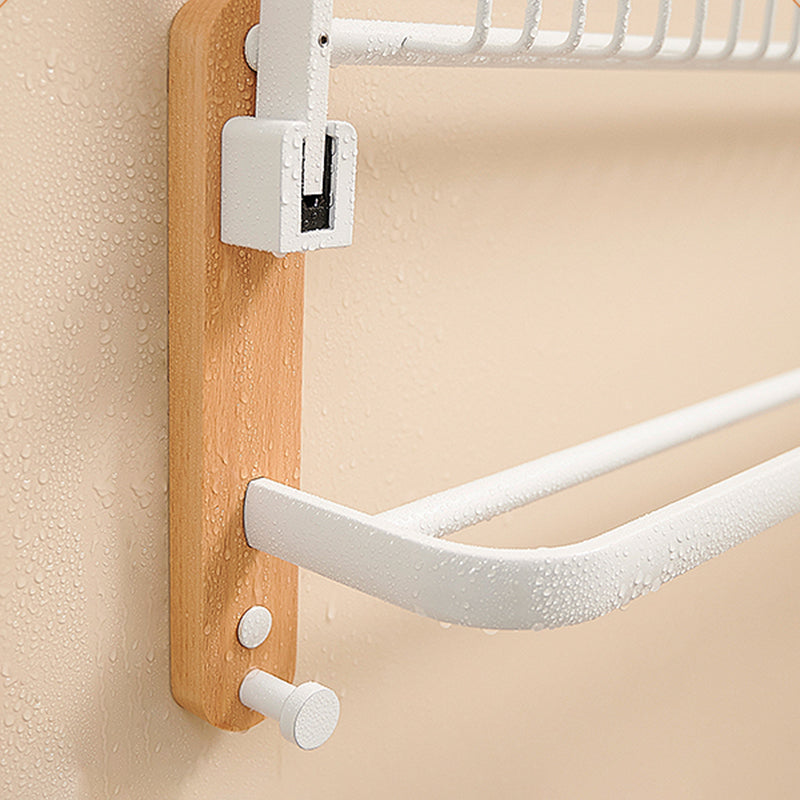 Aluminium and Wood Bathroom Accessories Set White Bathroom Accessories Kit