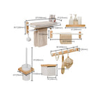Aluminium and Wood Bathroom Accessories Set White Bathroom Accessories Kit