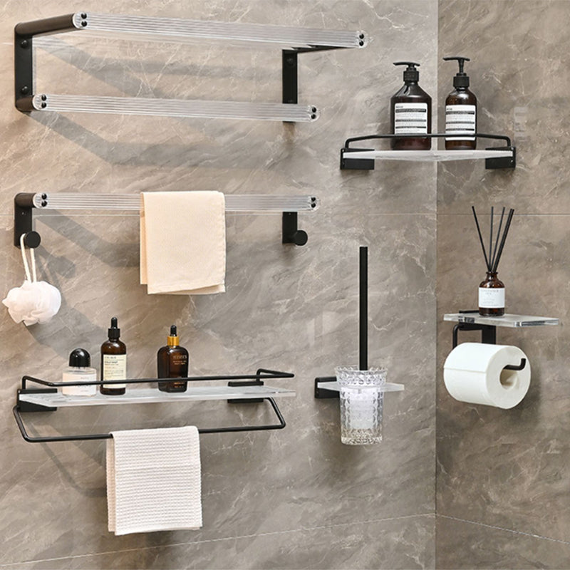Modern Bath Accessories Set Black Towel Bar Bath Shelf Bathroom Fixtures Set