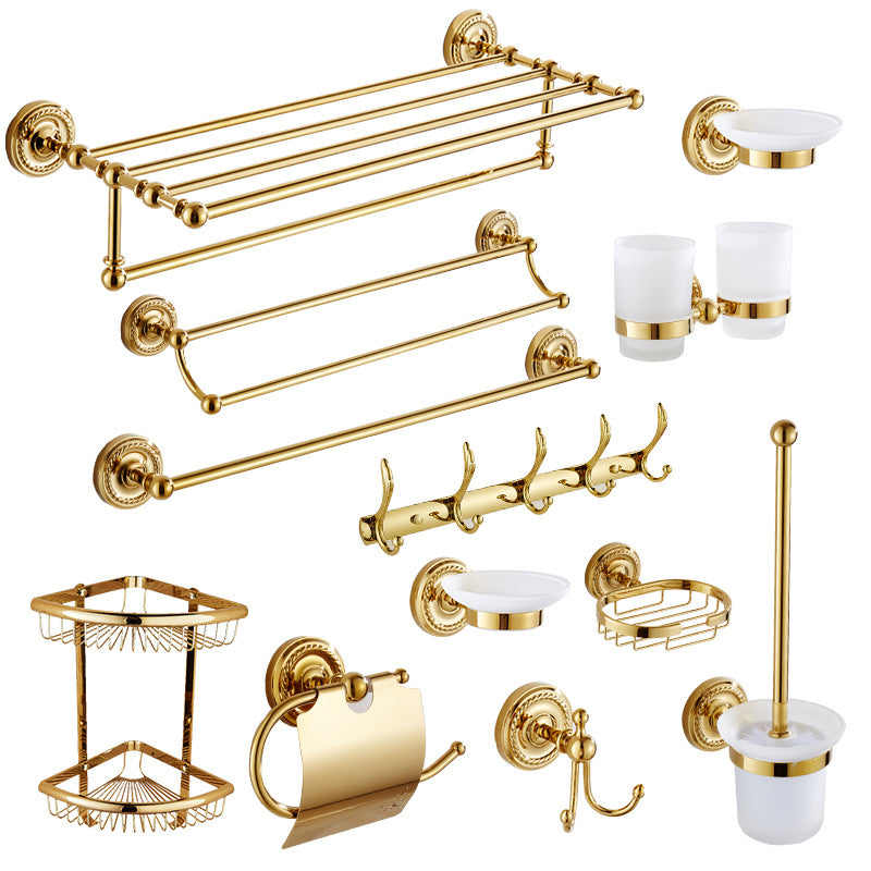 Traditional Golden Bath Accessory Set Copper Bathroom Accessory Kit