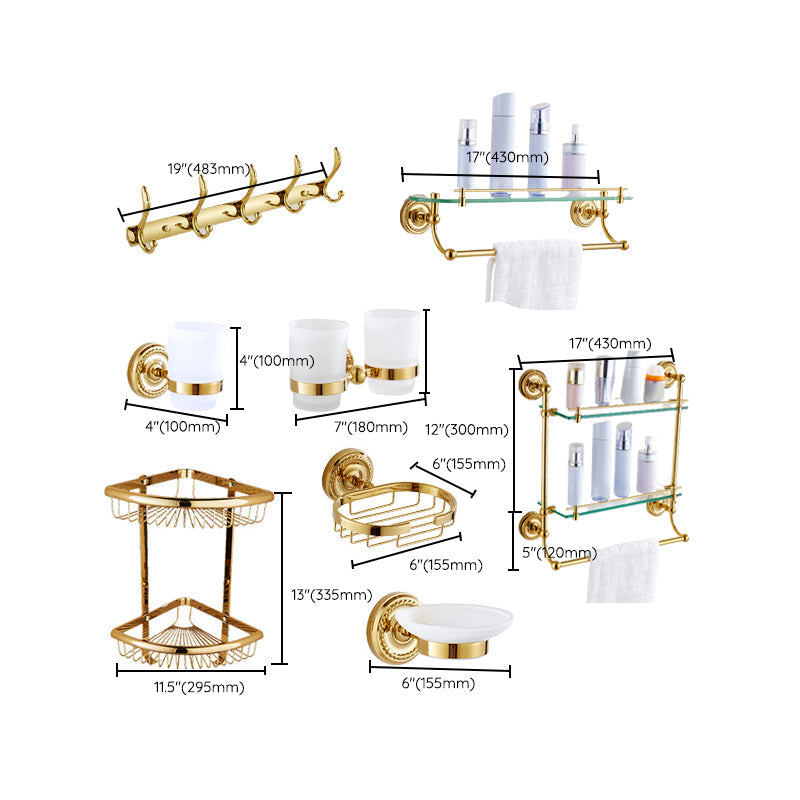 Traditional Golden Bath Accessory Set Copper Bathroom Accessory Kit