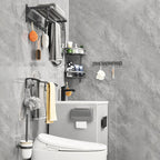 Gray 6/7-piece modern bathroom accessory set bathroom shelf/bath towel hooks/towel bar included