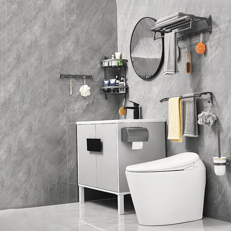 Gray 6/7-piece modern bathroom accessory set bathroom shelf/bath towel hooks/towel bar included