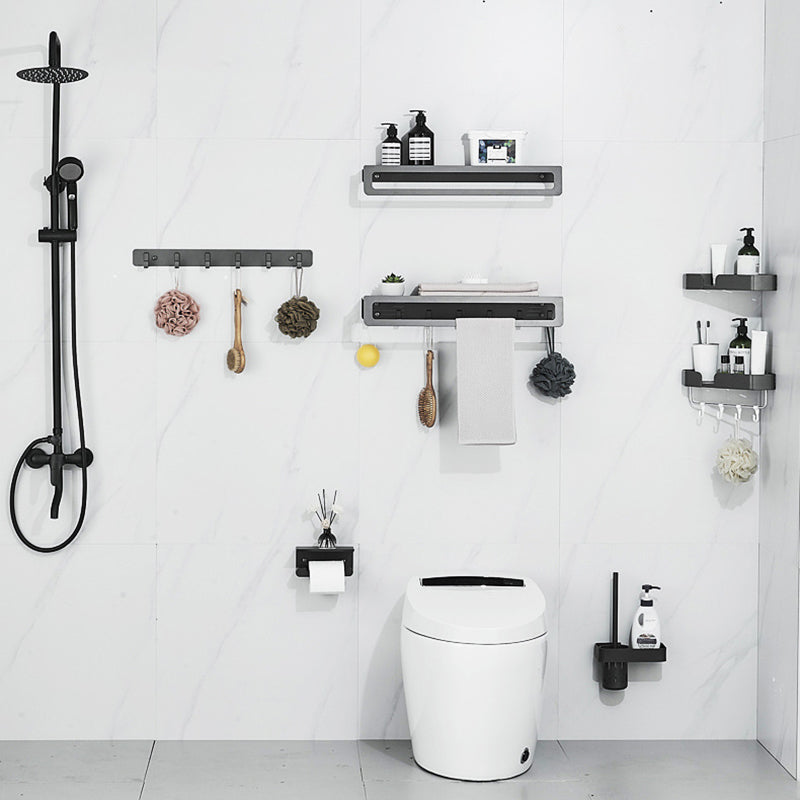 7-piece bathroom hardware set matte black/gray with bath shelf/towel holder/bath towel hooks