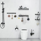 7-piece bathroom hardware set matte black/gray with bath shelf/towel holder/bath towel hooks