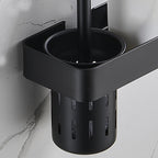 7-piece bathroom hardware set matte black/gray with bath shelf/towel holder/bath towel hooks