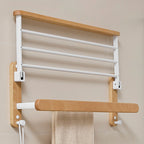 Modern natural bathroom accessories as a single piece or in a set made of solid wood