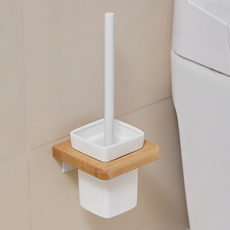 Modern natural bathroom accessories as a single piece or in a set made of solid wood