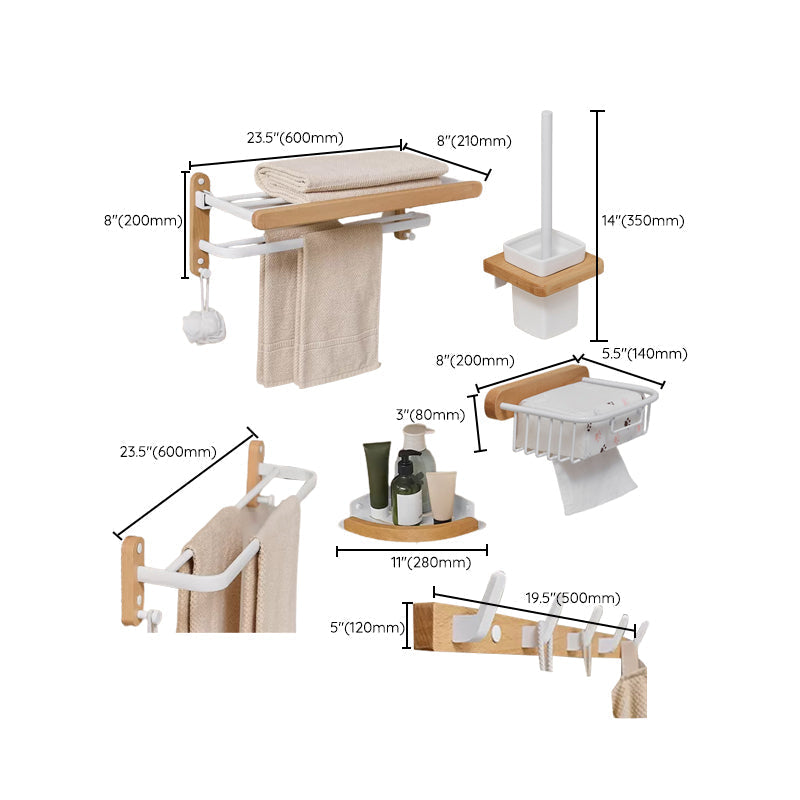 Modern natural bathroom accessories as a single piece or in a set made of solid wood