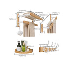 Modern natural bathroom accessories as a single piece or in a set made of solid wood