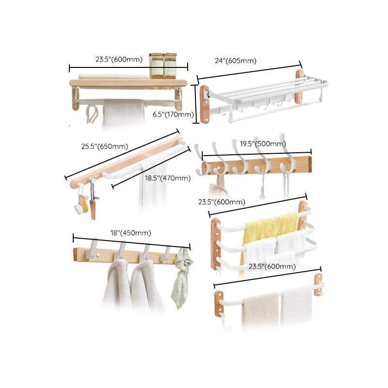 White Bathroom Set Solid Wood & Aluminium Bathroom Accessories individually or as a set