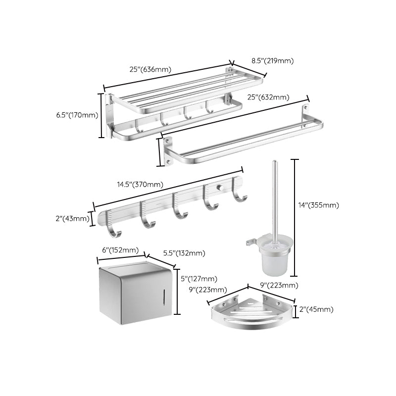 Silver Bathroom Accessory Set Modern Bathroom Accessory as Individual Piece or in Set