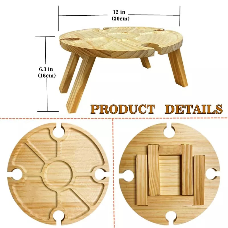 Wooden Outdoor Folding Picnic Table-With Glass Holder