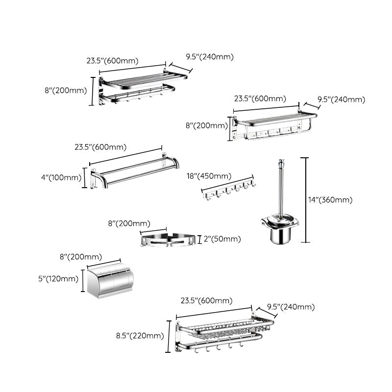 Classic Polished Chrome Bathroom Accessory Set Towel Rail/Paper Holder/Bathrobe Hook Included