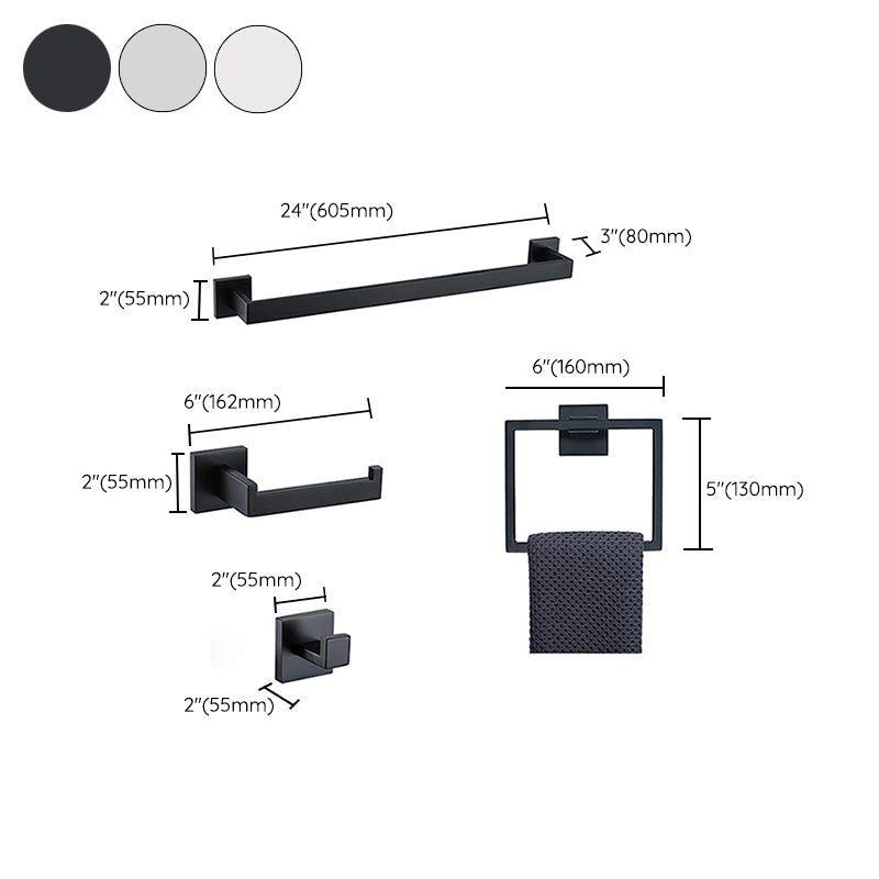 7-piece bathroom accessory set made of stainless steel with paper holder/robe hook/towel ring bar