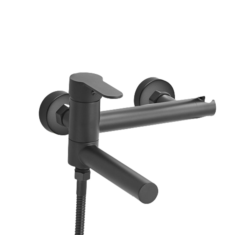Wall-mounted metal swivel bathtub filler with single lever handle