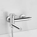 Wall-mounted metal swivel bathtub filler with single lever handle