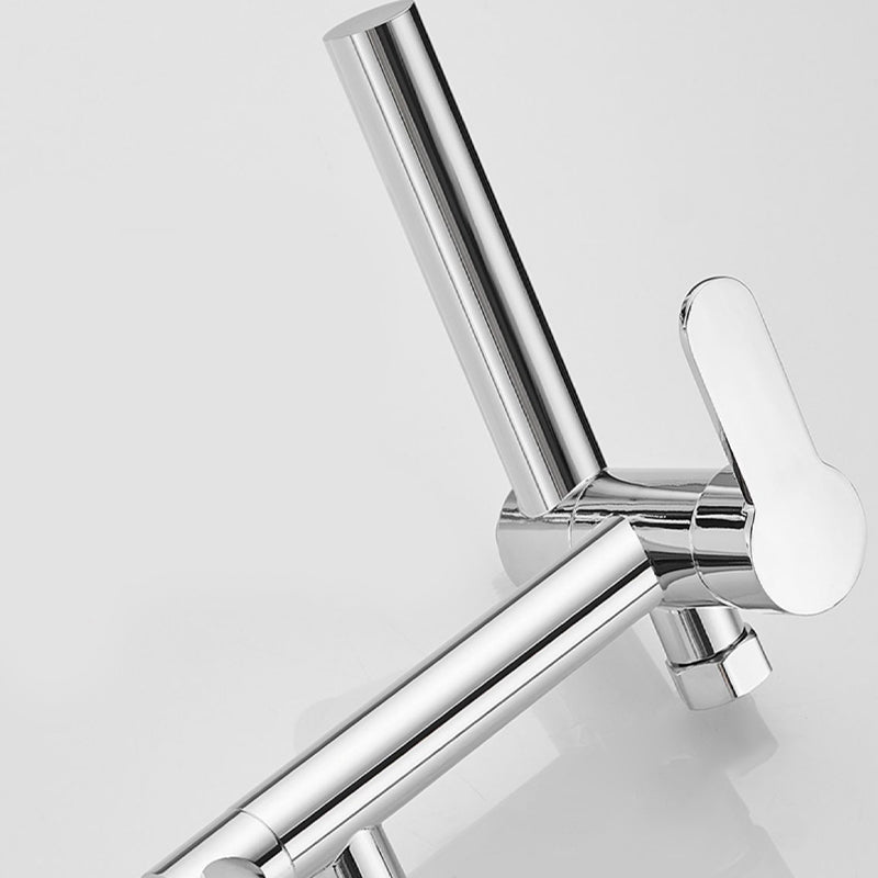 Wall-mounted metal swivel bathtub filler with single lever handle