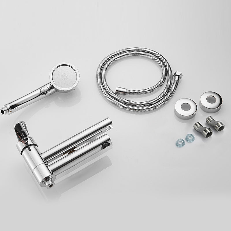 Wall-mounted metal swivel bathtub filler with single lever handle