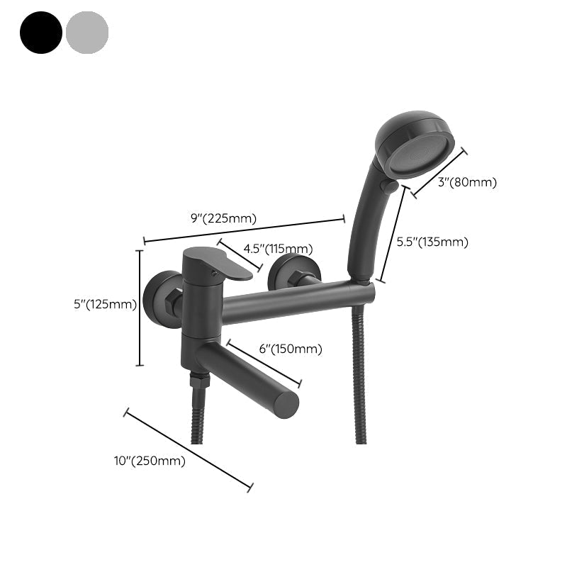 Wall-mounted metal swivel bathtub filler with single lever handle