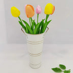 Retro Iron Flower Bucket with Handles – Decorative Metal Flower Pot for Home
