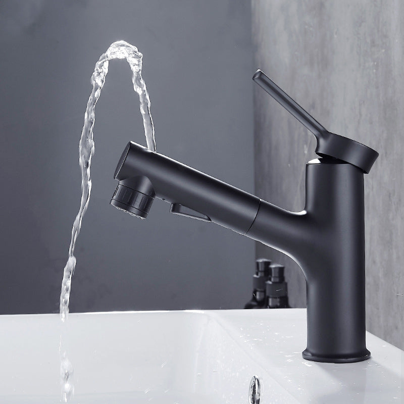 Contemporary sink faucet pull-out basin tap with lever handle