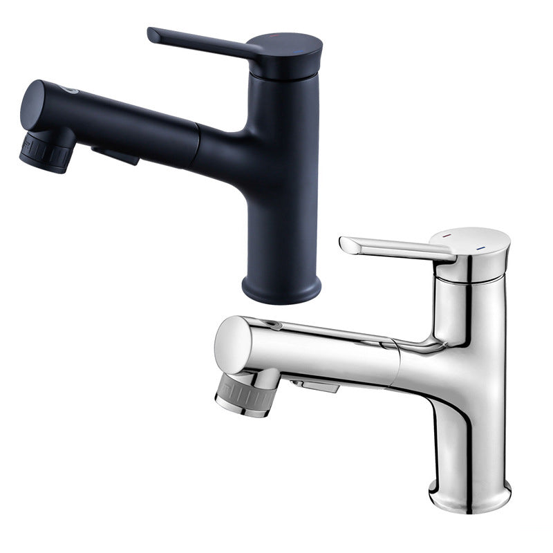 Contemporary sink faucet pull-out basin tap with lever handle