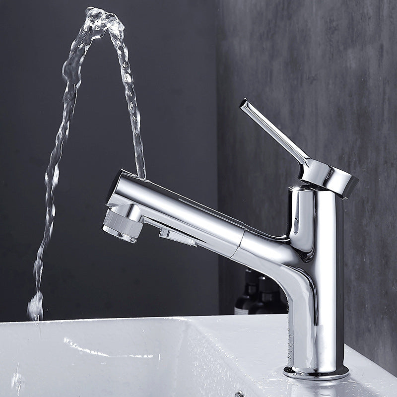 Contemporary sink faucet pull-out basin tap with lever handle