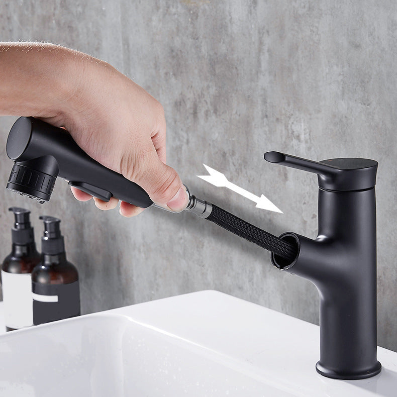 Contemporary sink faucet pull-out basin tap with lever handle