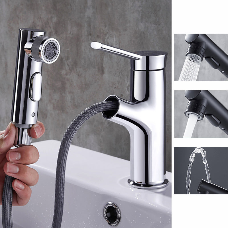 Contemporary sink faucet pull-out basin tap with lever handle