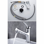 Contemporary sink faucet pull-out basin tap with lever handle