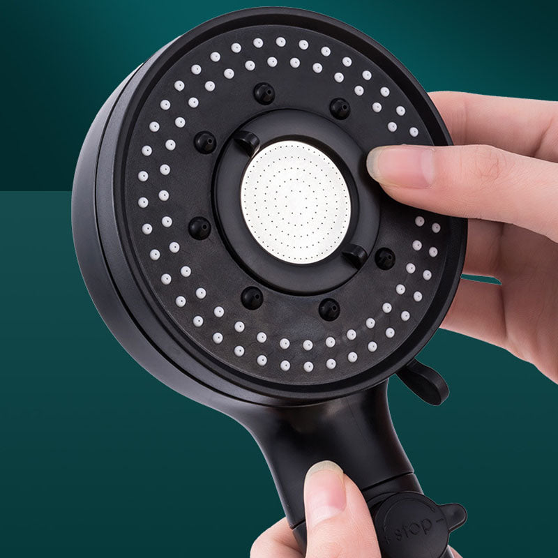 Contemporary Shower Head Combo Hand Shower Plastic Wall Mount Black Shower Head