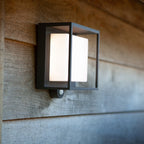 Lutec 6934601118 Curtis LED Anthracite Solar Power Outdoor Modern Square Surface Mounted Wall Lamp with PIR