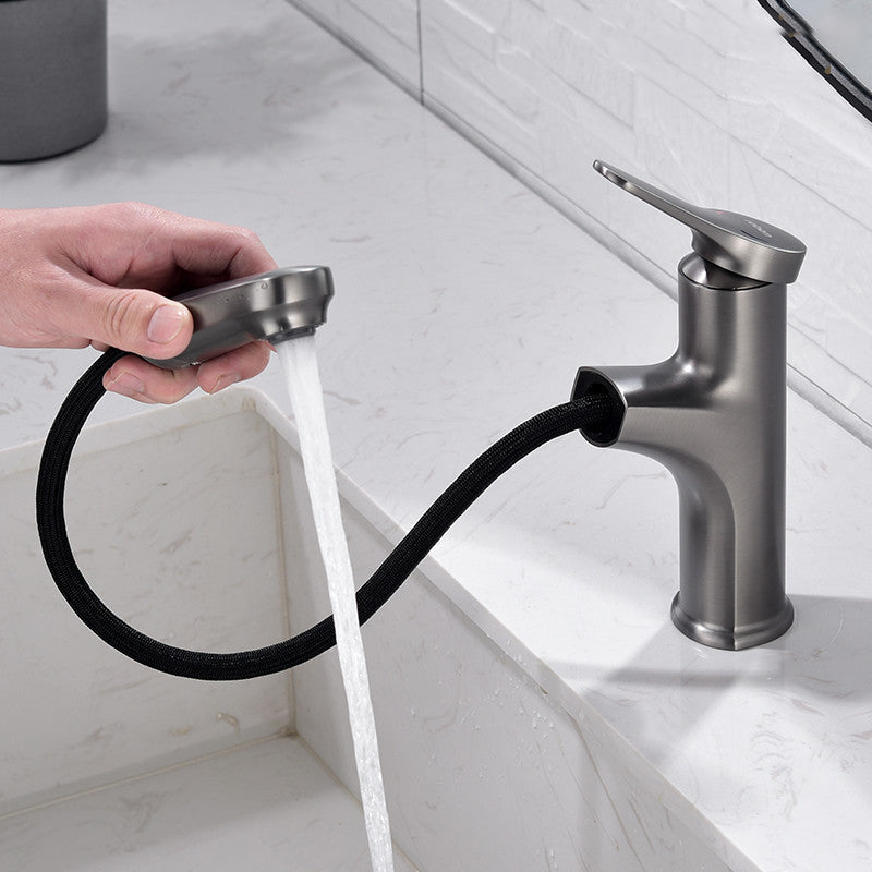 Round Modern Basin Mixer Faucet Pull-Out Single Hole Basin Tap