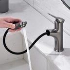 Round Modern Sink Faucet with Pull-Out Single-Hole Basin Faucet