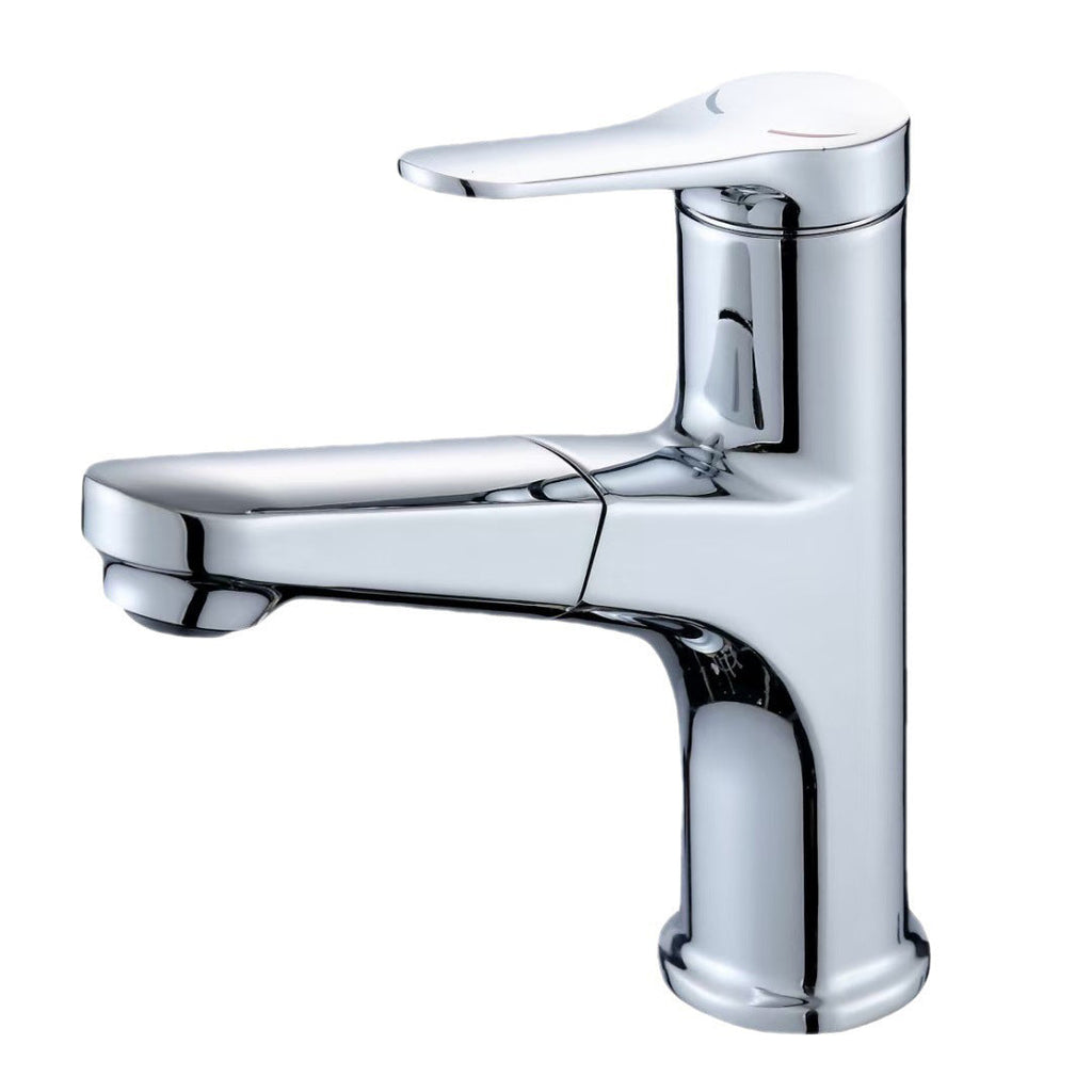 Round Modern Basin Mixer Faucet Pull-Out Single Hole Basin Tap