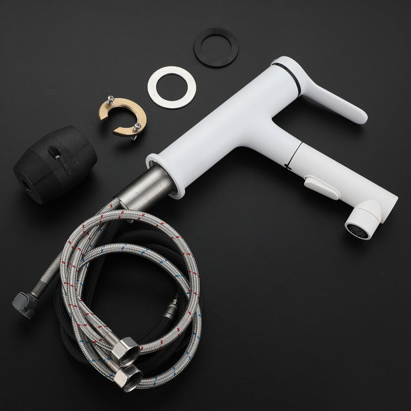 Modern Extendable Sink Faucet Bathroom Faucet Brass 1 Handle Sink Faucet with Water Hose