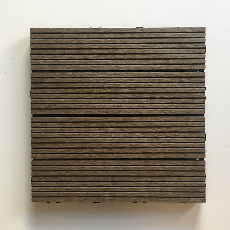 Contemporary Engineered Floor Tile Wire-Brushed Click-Lock Wood Floor for Patio Garden
