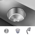 Round Stainless Steel Sink Built-in Sink with Basket Strainer