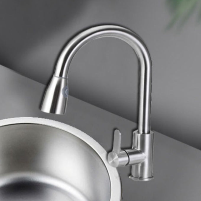 Round Stainless Steel Sink Built-in Sink with Basket Strainer