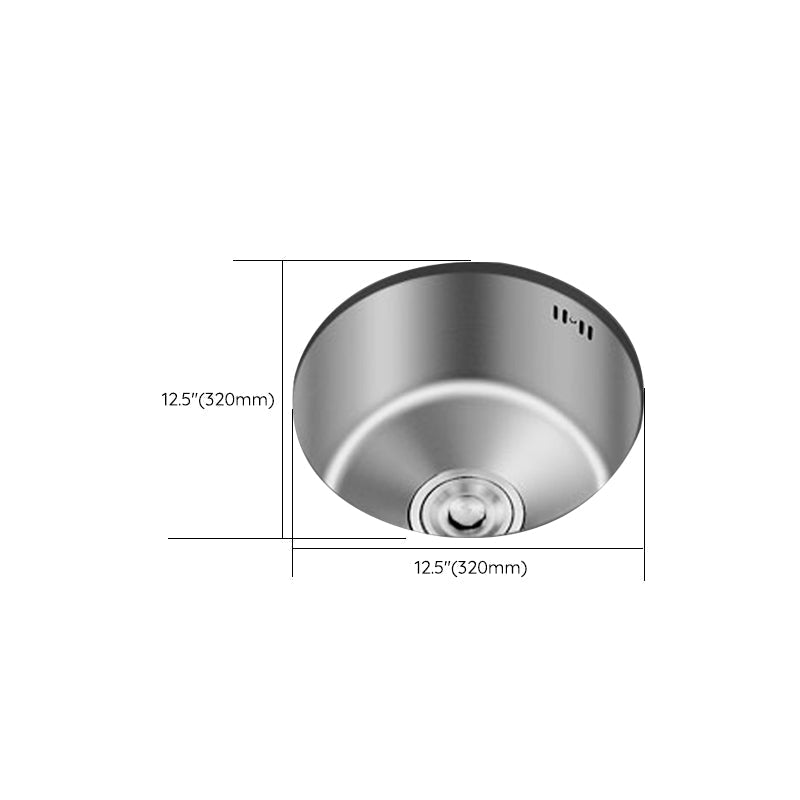 Round Stainless Steel Sink Built-in Sink with Basket Strainer