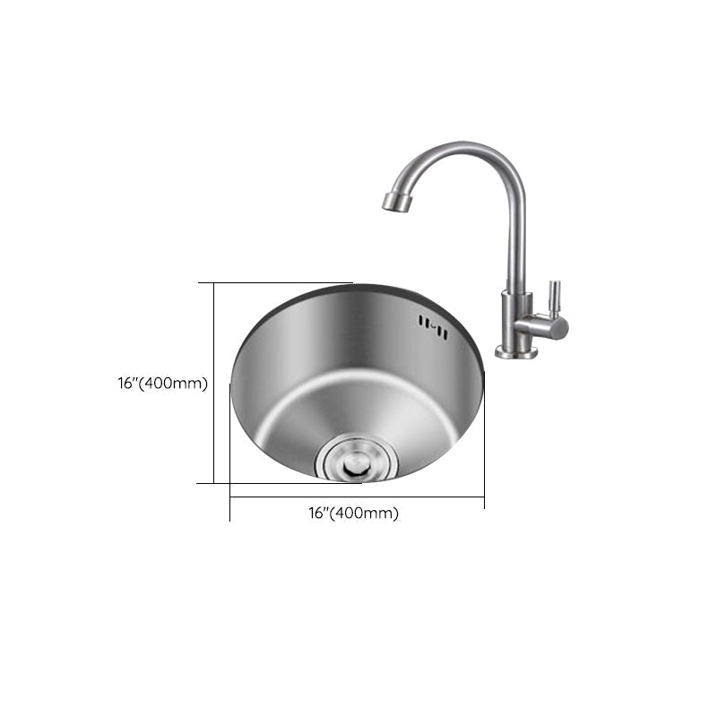 Round Stainless Steel Sink Built-in Sink with Basket Strainer