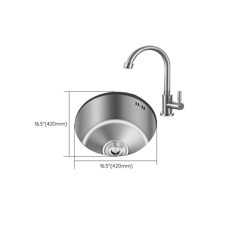 Round Stainless Steel Sink Built-in Sink with Basket Strainer