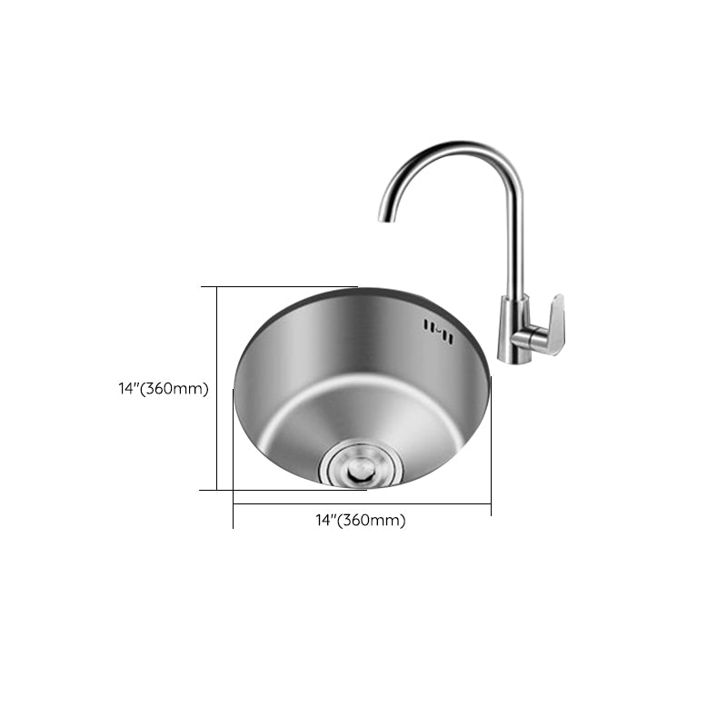 Round Stainless Steel Sink Built-in Sink with Basket Strainer