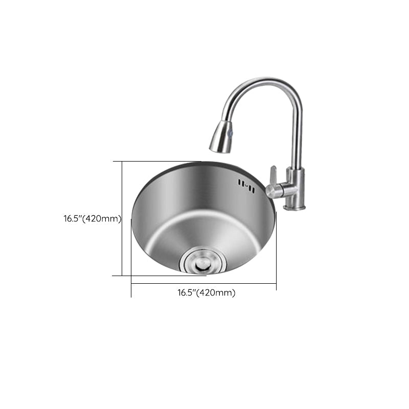 Round Stainless Steel Sink Built-in Sink with Basket Strainer