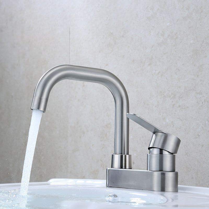 304 stainless steel center faucet bathroom single handle hot and cold sink faucet