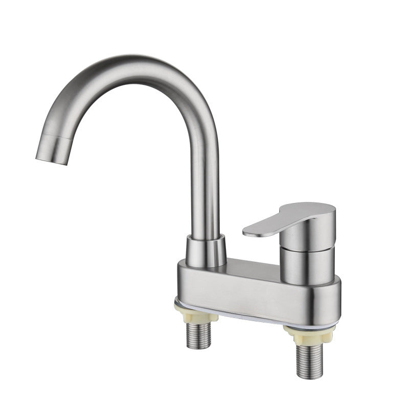 304 stainless steel center faucet bathroom single handle hot and cold sink faucet